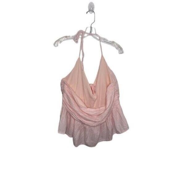 ASOS Womens Top Plus Size 14 Light Pink Sleeveless Halter V-Neck Lined Blouse - Picture 2 of 14